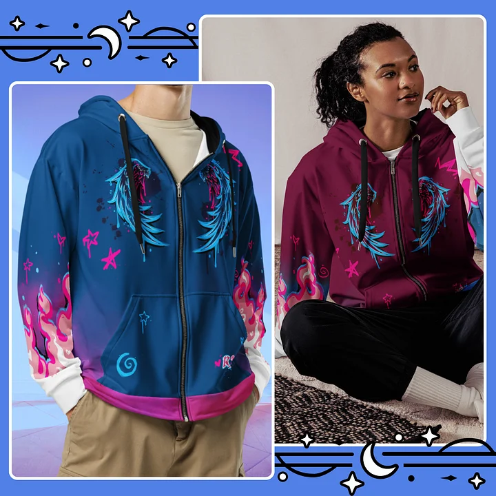 RISE Collection: Subtle Transgender Pride Phoenix Zip Hoodie - MAGENTA product image (2)