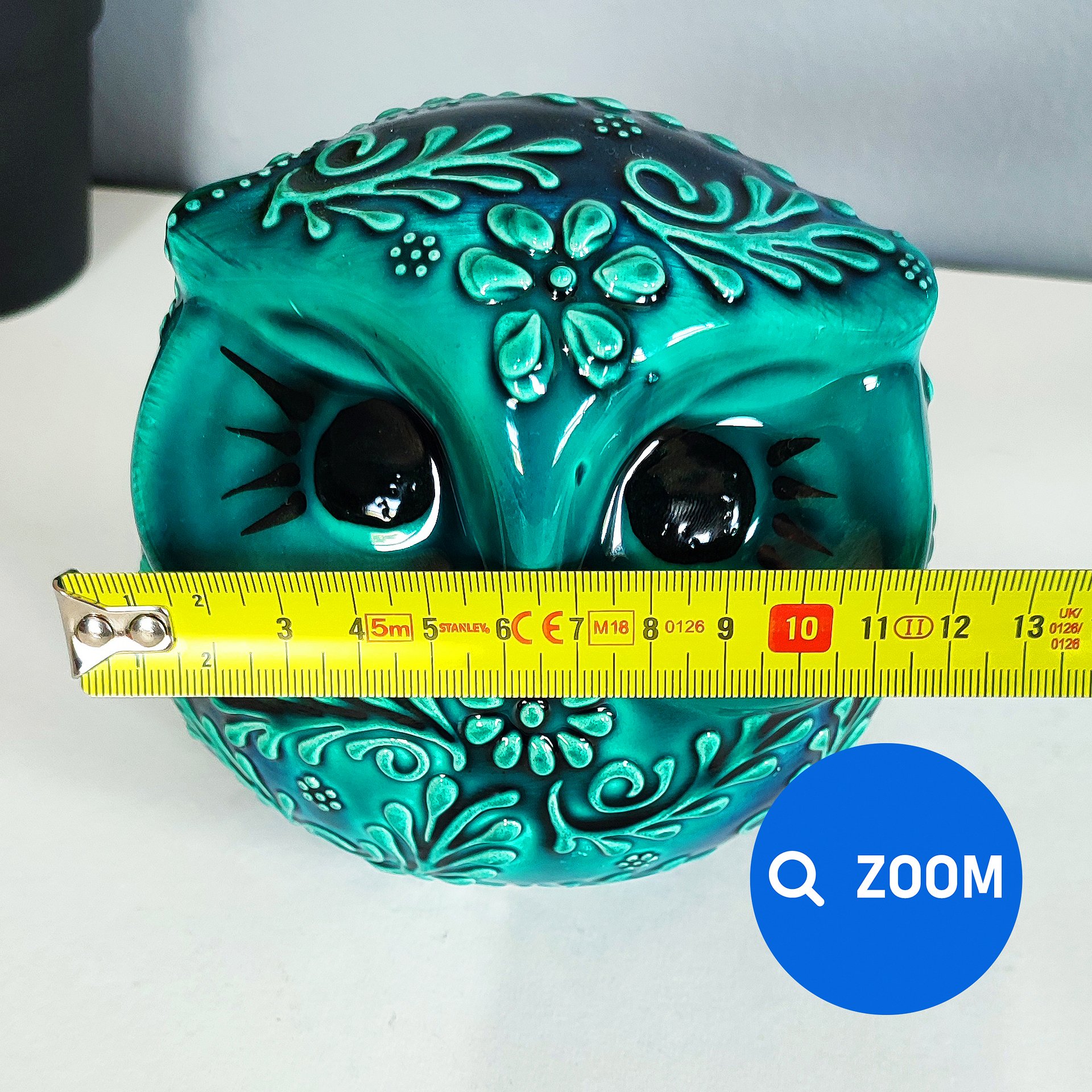 Ceramic turquoise owl — handmade pottery, handmade ceramic, home decor, handmade gift, Turkish ceramic product image (8)