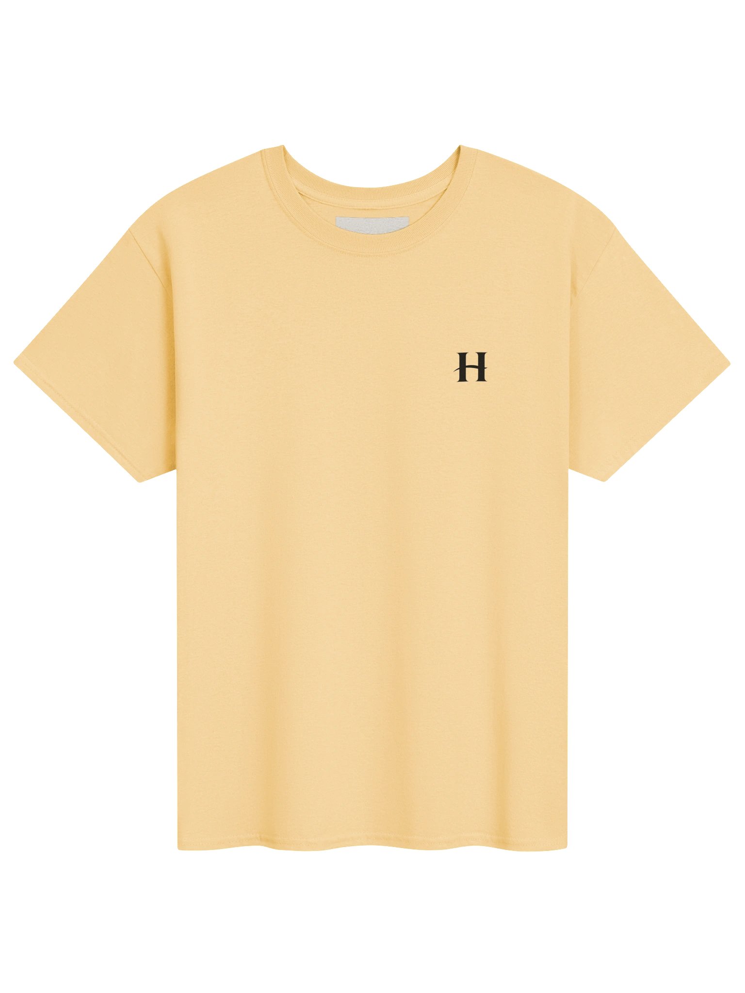 Hidenza H Logo Tee – Butter Yellow Premium Oversized T-Shirt with Chest Logo product image (1)