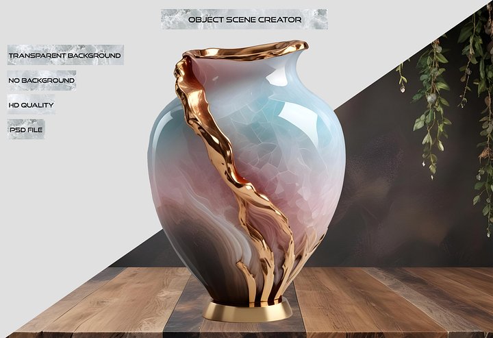 Golden Serenade – Gradient Crystal Vase PNG product image (2)