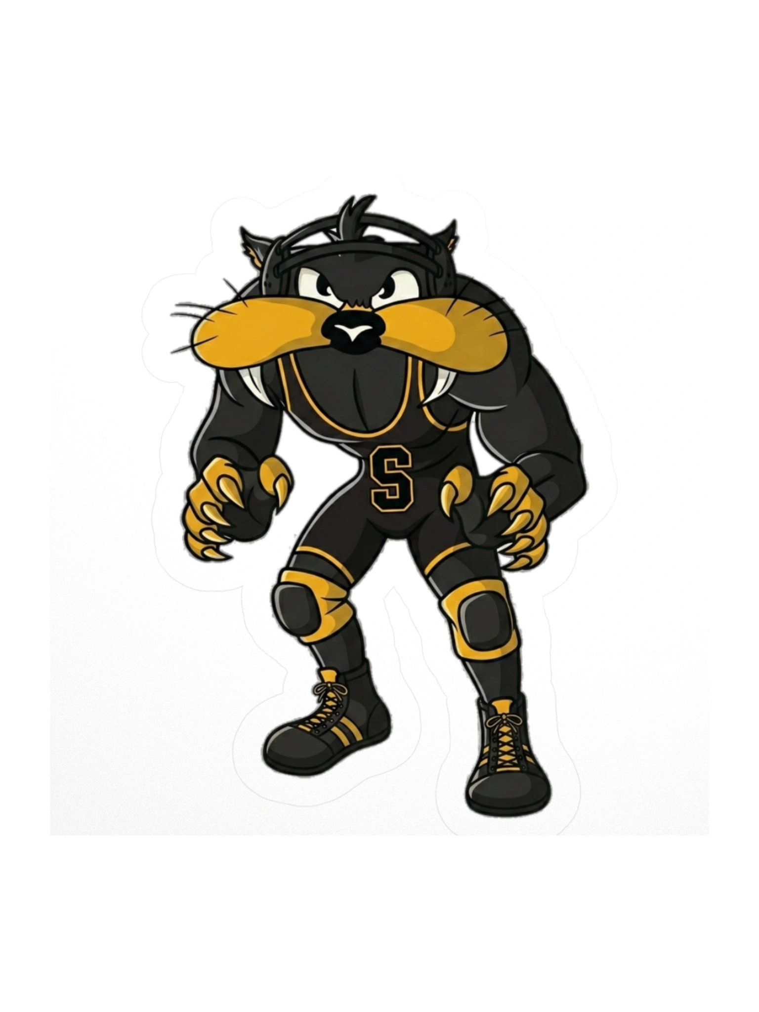 Saguaro Sabercats Wrestling Mascot Kiss Cut Sticker product image (1)
