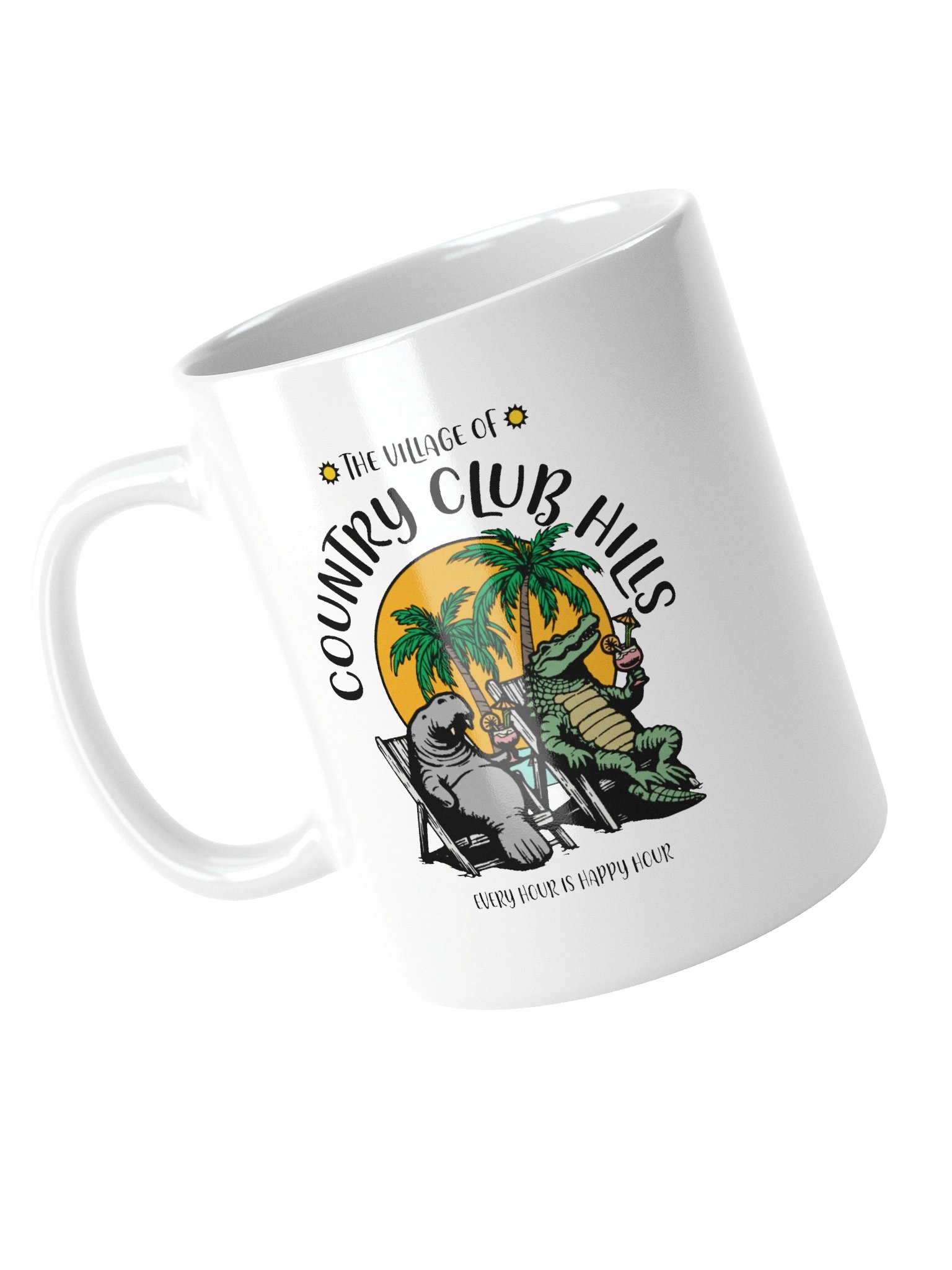 The Village of Country Club Hills TV Florida USA Fun Manatee Alligator Design Coffee Mug product image (11)