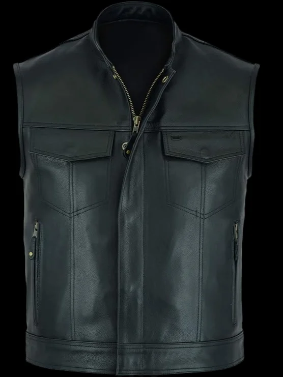Mens Classic Leather Moto Vest product image (1)
