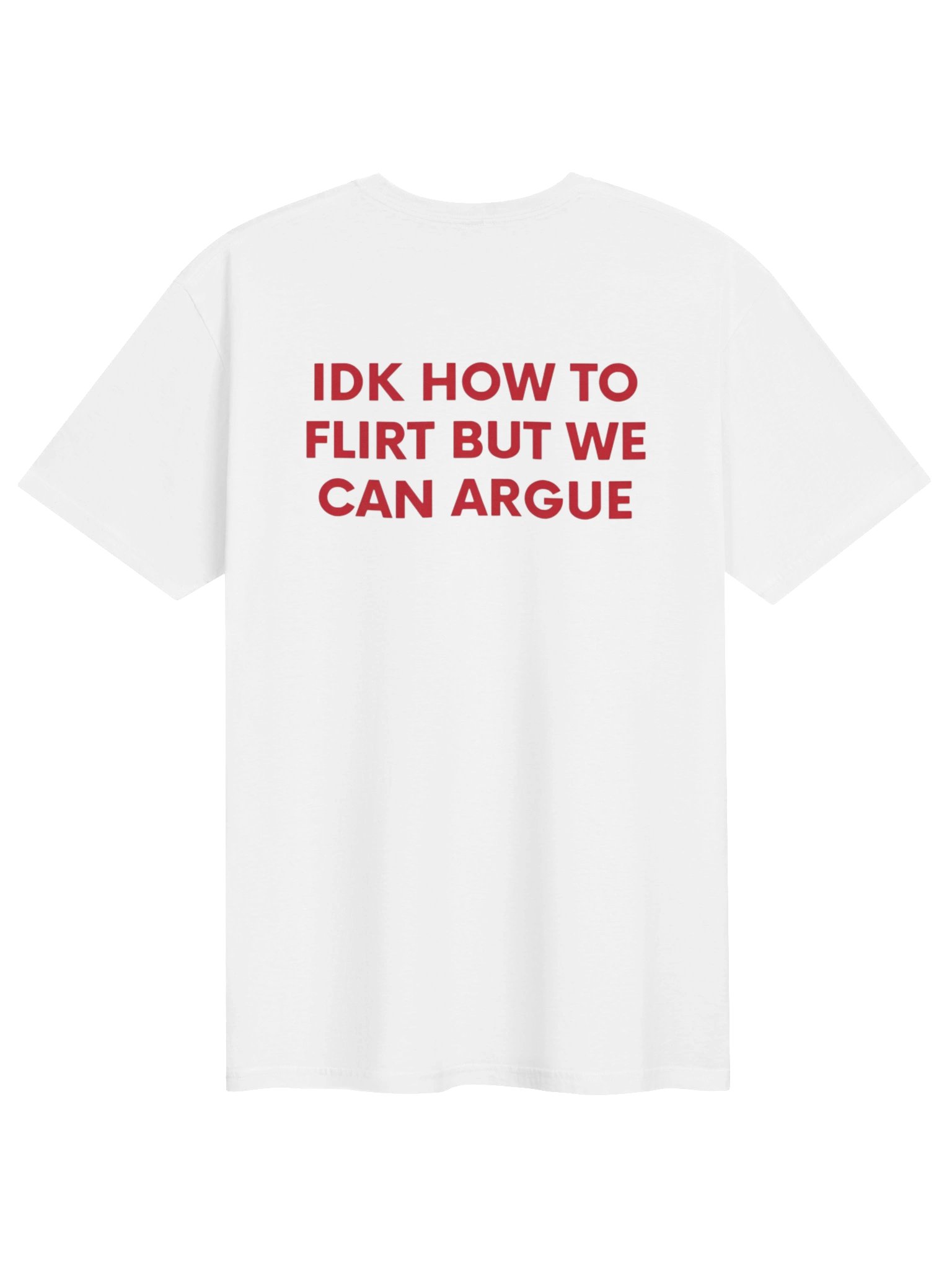 " IDK HOW TO FLIRT BUT WE CAN ARGUE " Back-Print Graphic Tee product image (33)