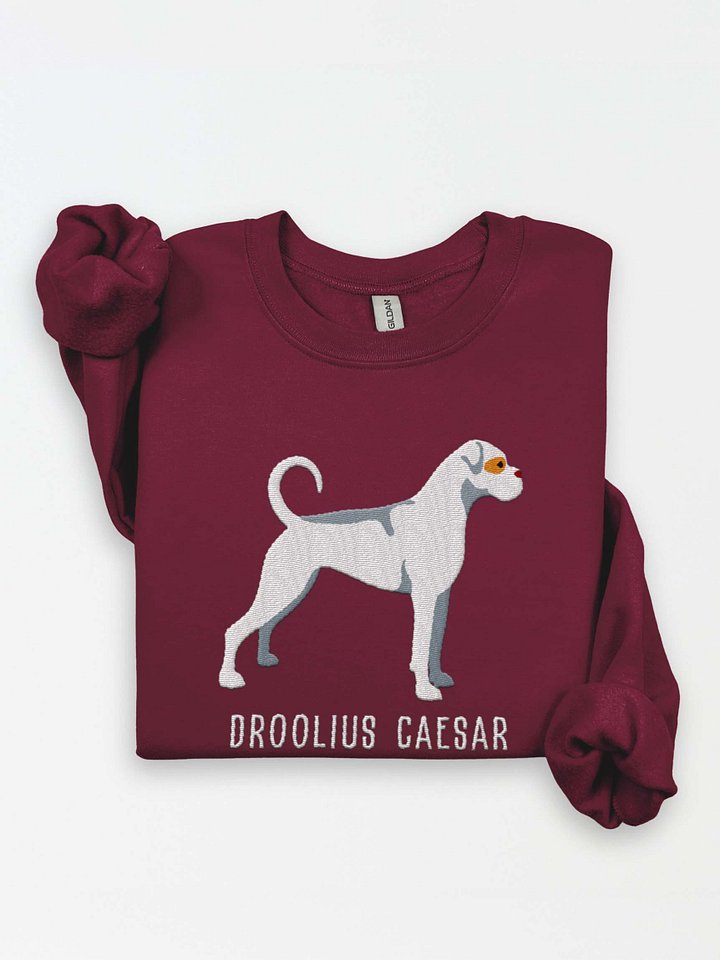 Droolius Caesar Sweatshirt (Embroidered) of a Boxer(White) product image (1)