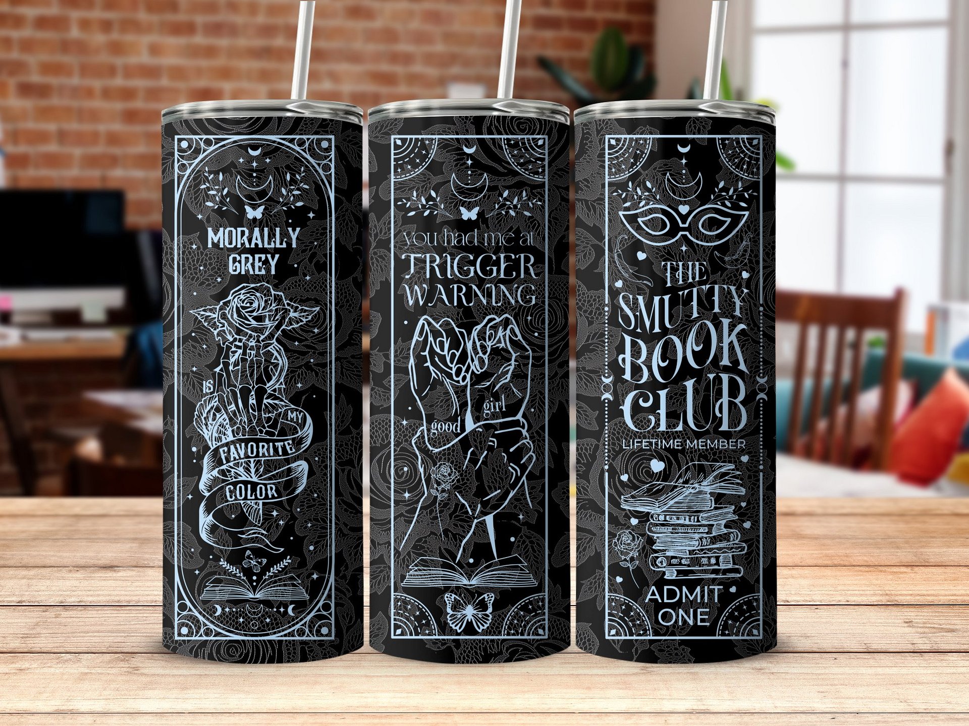 Smutty Book Reader Witchy Gothic Roses Lace, Dark Romance 20oz Skinny Tumbler PNG, Seamless Full Wrap Sublimation Design, Digital Download product image (4)