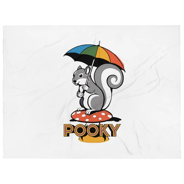 Ultra soft and plushy blanket: Pooky in the rain on a mushroom with a rainbow umbrella, no border product image (1)