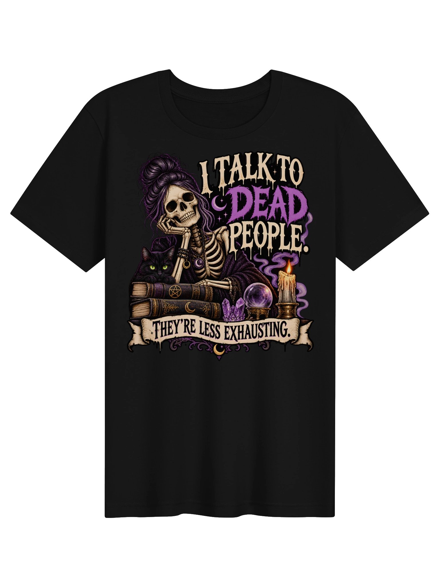 I Talk to Dead People Gothic Skeleton Cat Tee product image (3)