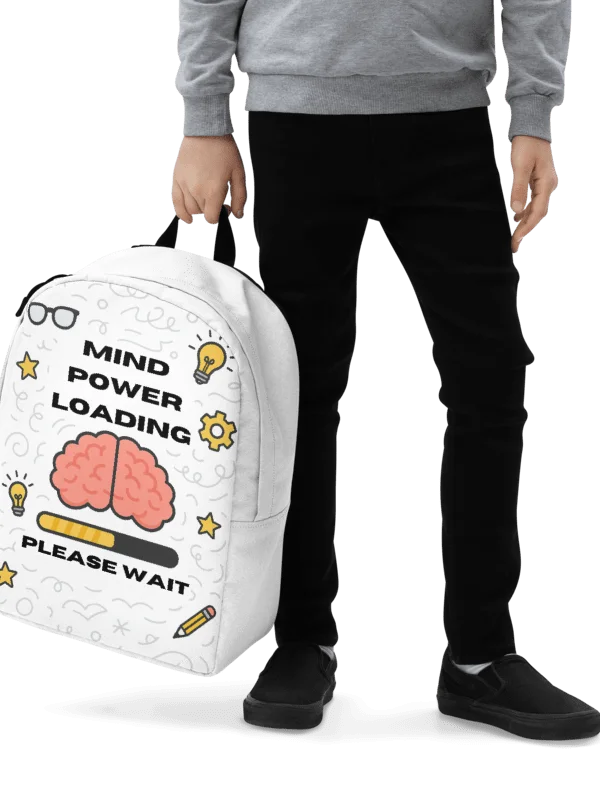 Mind Power Loading… Please Wait Backpack (White) product image (2)