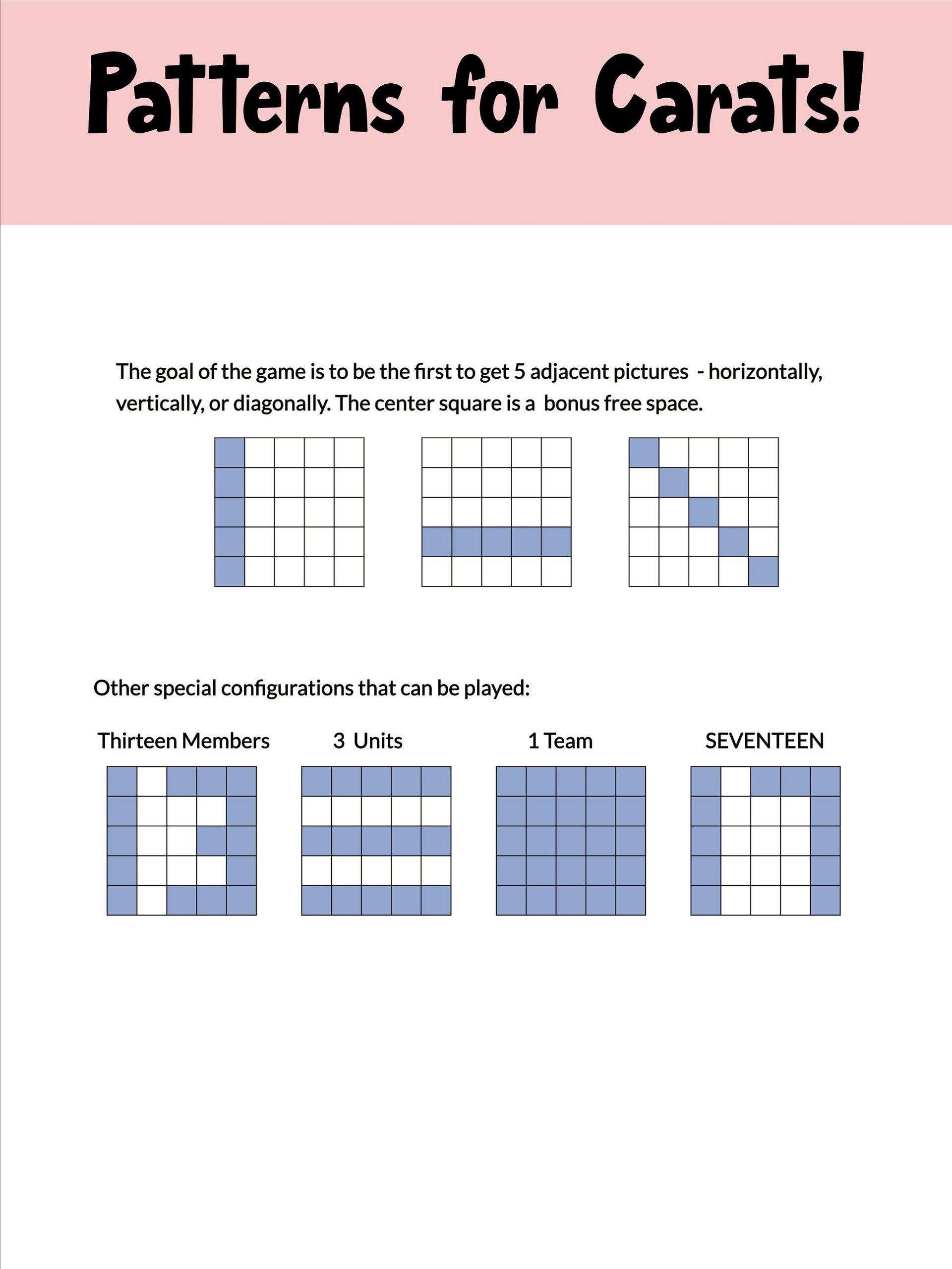 SEVENTEEN k-pop BINGO game MINITEEN Printable party activity for Carats product image (6)