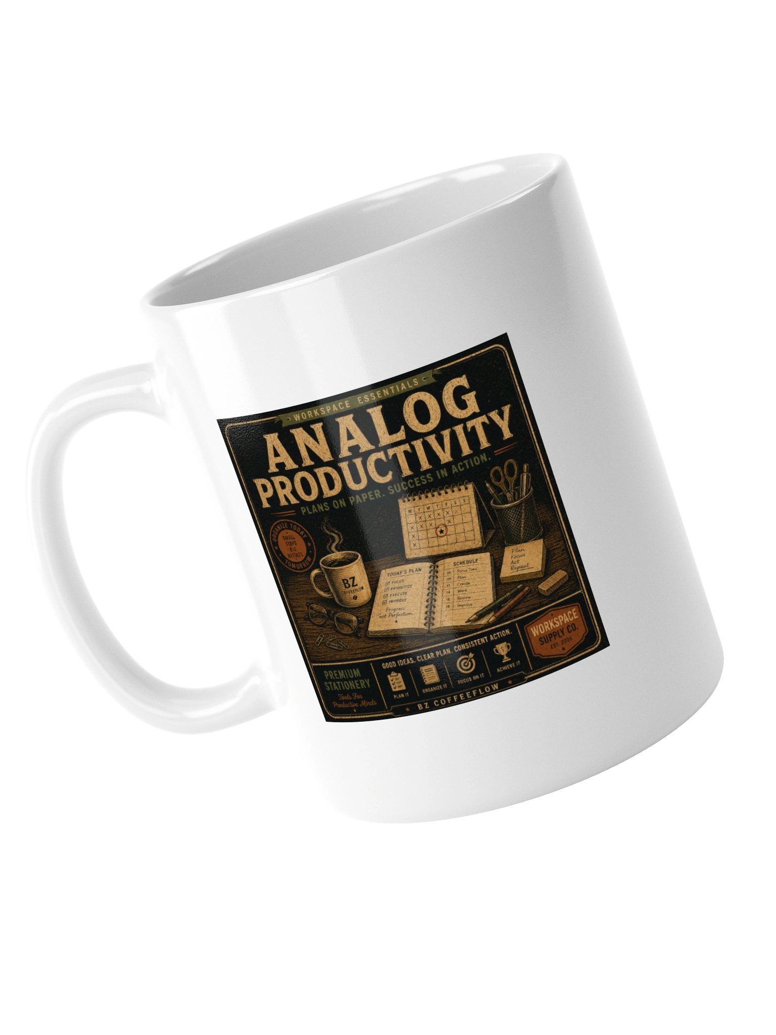Analog Productivity – Vintage Workspace Metal Mug product image (14)