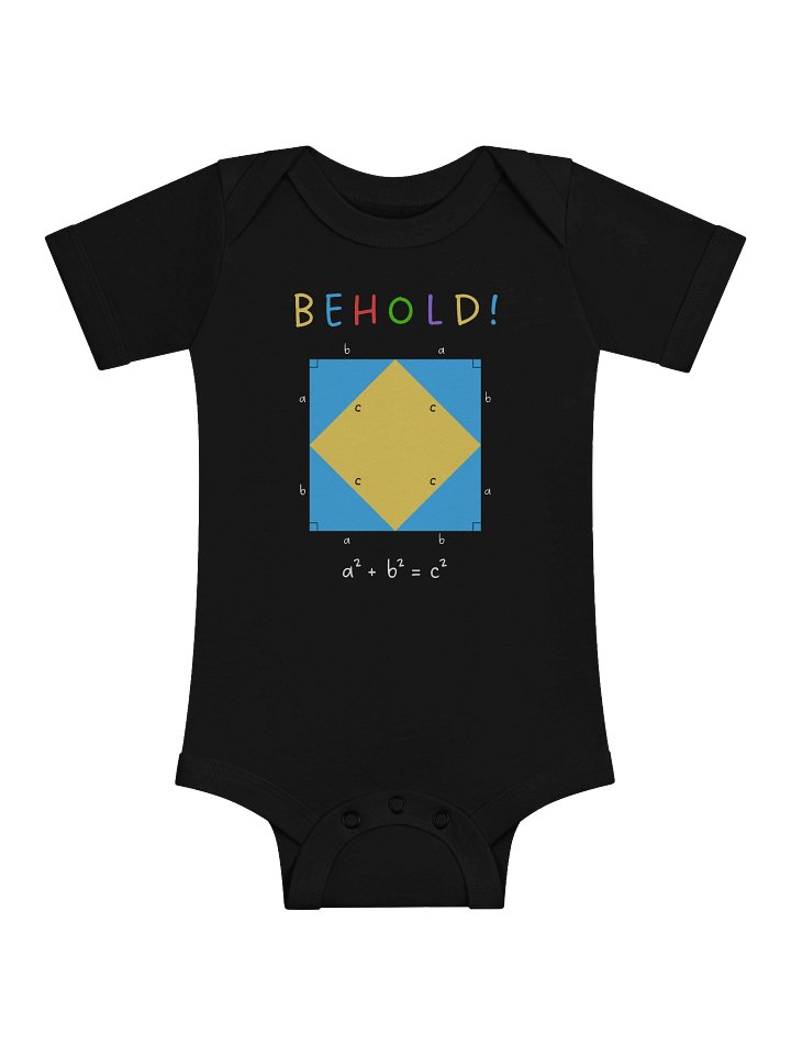 Behold! The Pythagorean Theorem - Math Baby Onesie in Black product image (1)