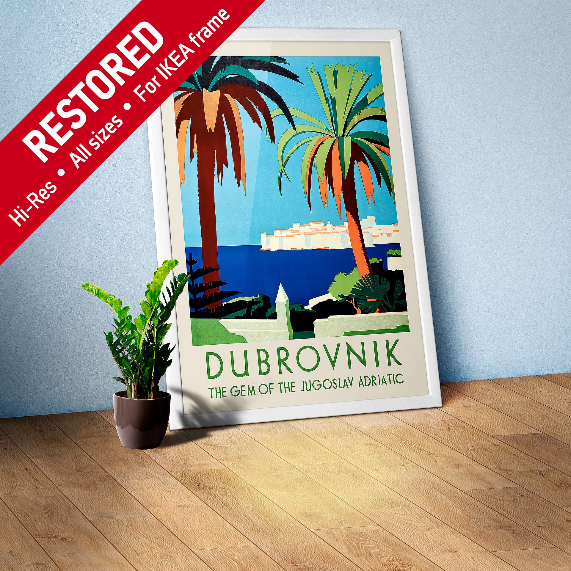 Dubrovnik, Yugoslavia. The Gem of the Jugoslav Adriatic, 1930s — retro vintage travel poster product image (1)