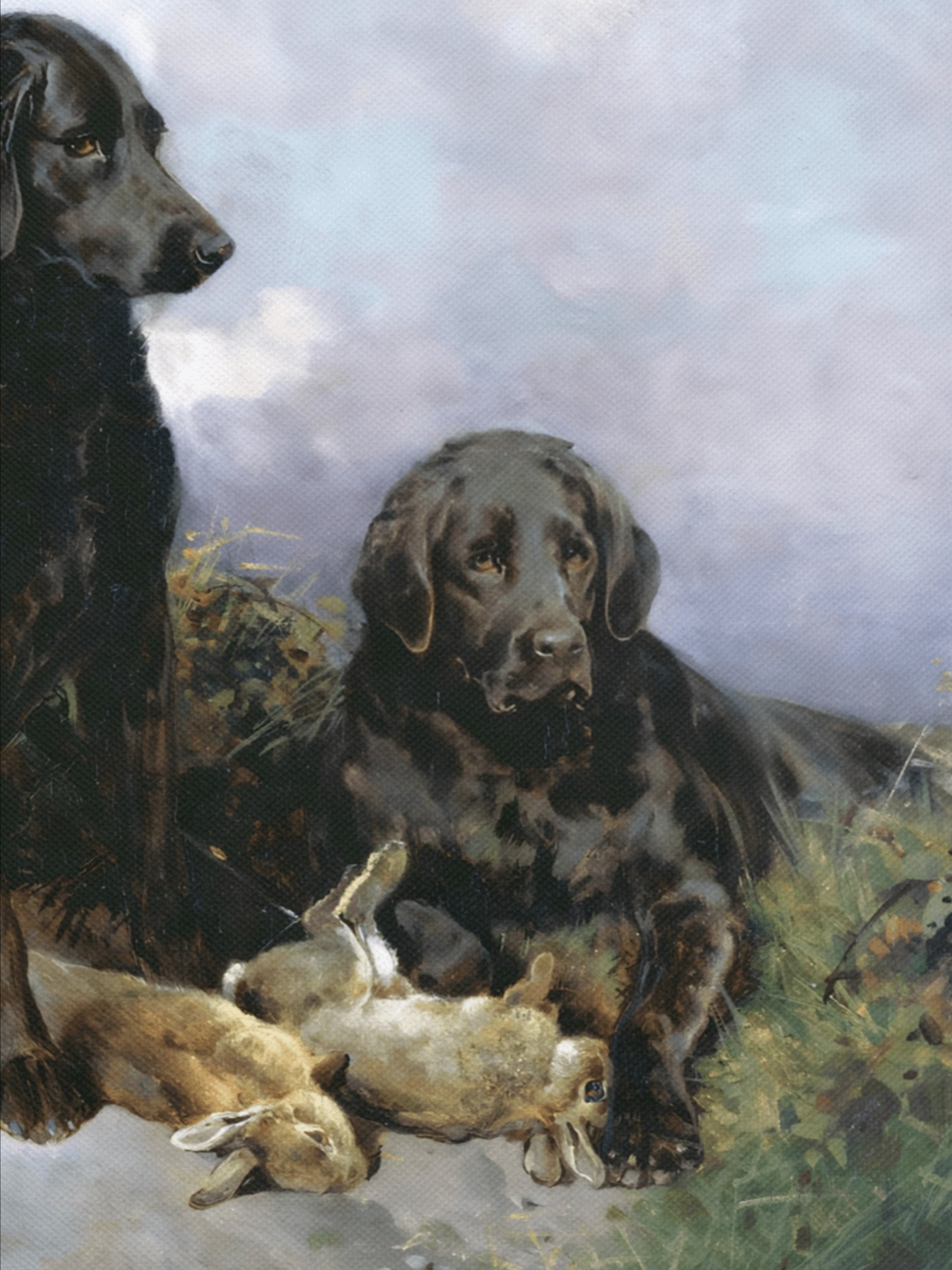 Antique Black Lab Hunting Painting Canvas Print product image (21)