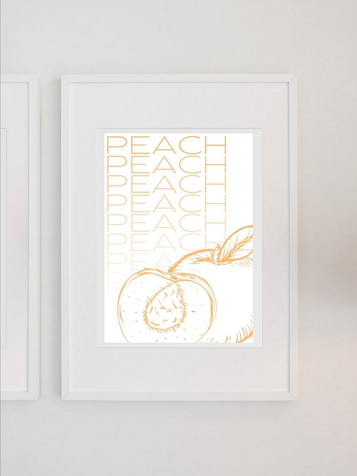 Peach Fruit Wall Art - Minimalist Peach Illustration, Modern Kitchen Decor, Fresh Fruit Print, Summer Vibes Artwork, Farmhouse Style product image (1)