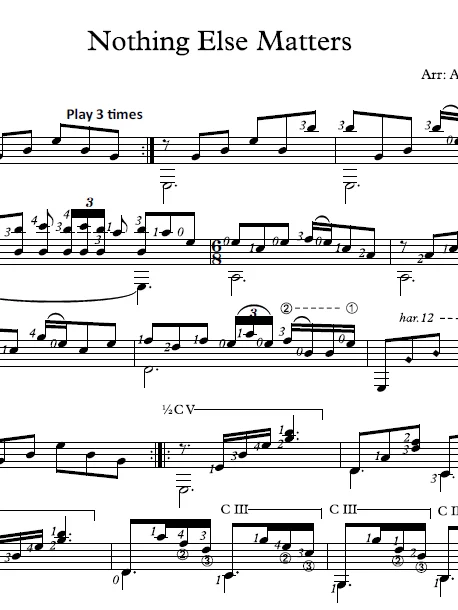 Nothing Else Matters – Metallica | Guitar TAB & Sheet Music product image (3)