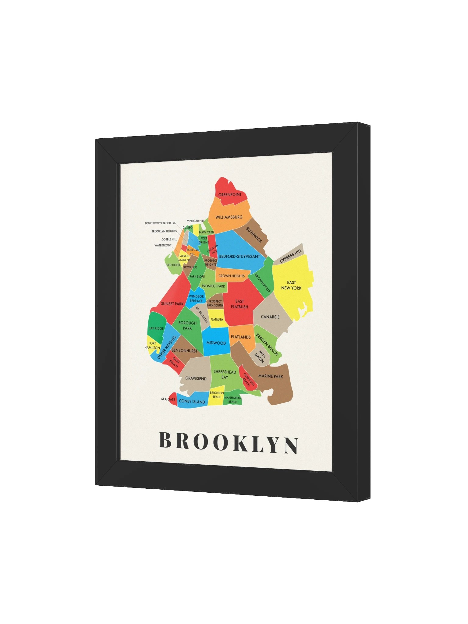 Brooklyn Neighborhood Map (Bright) | Framed product image (3)