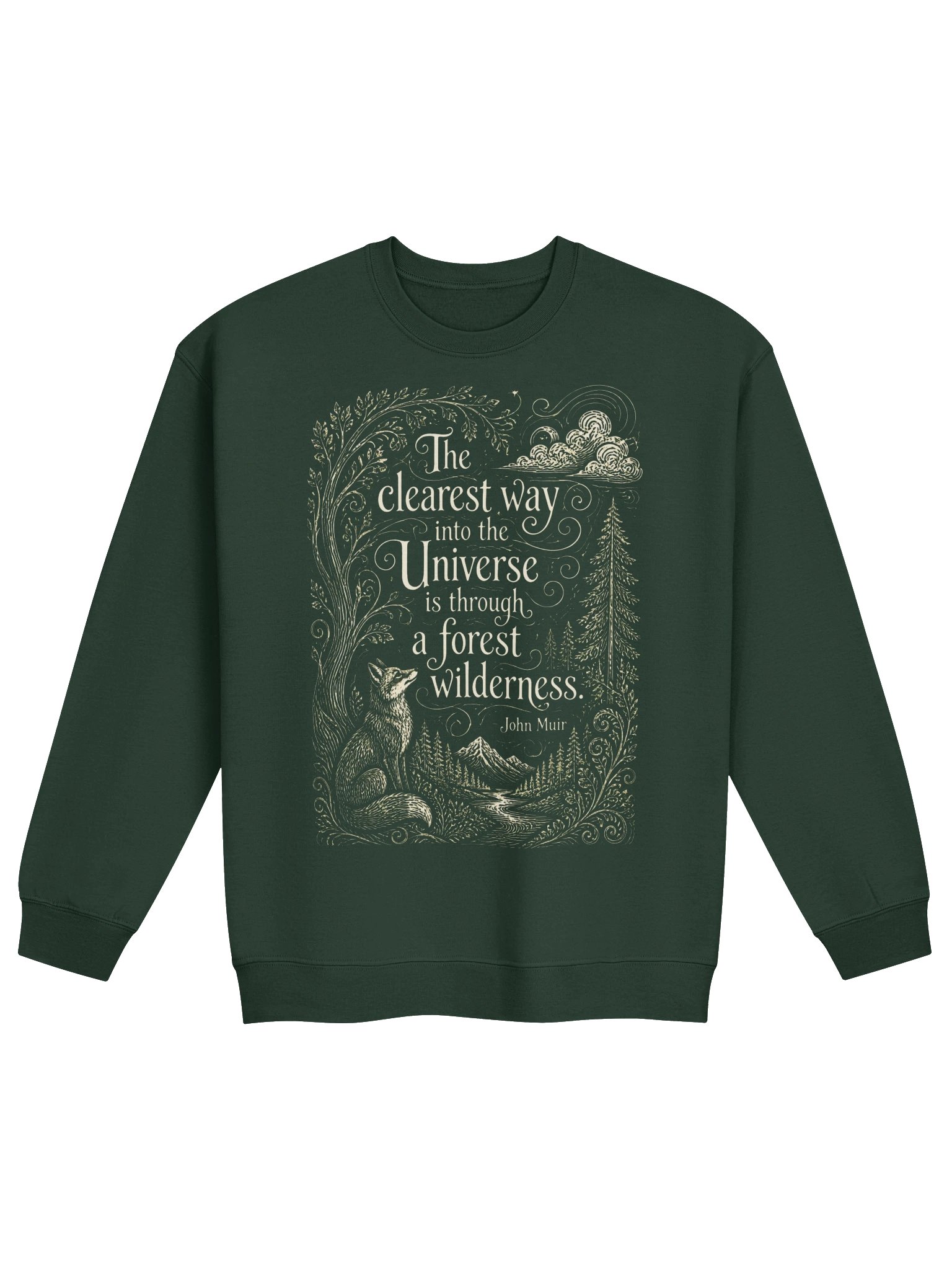 Forest Wilderness Quote Crewneck, John Muir Nature Sweatshirt with Fox product image (2)