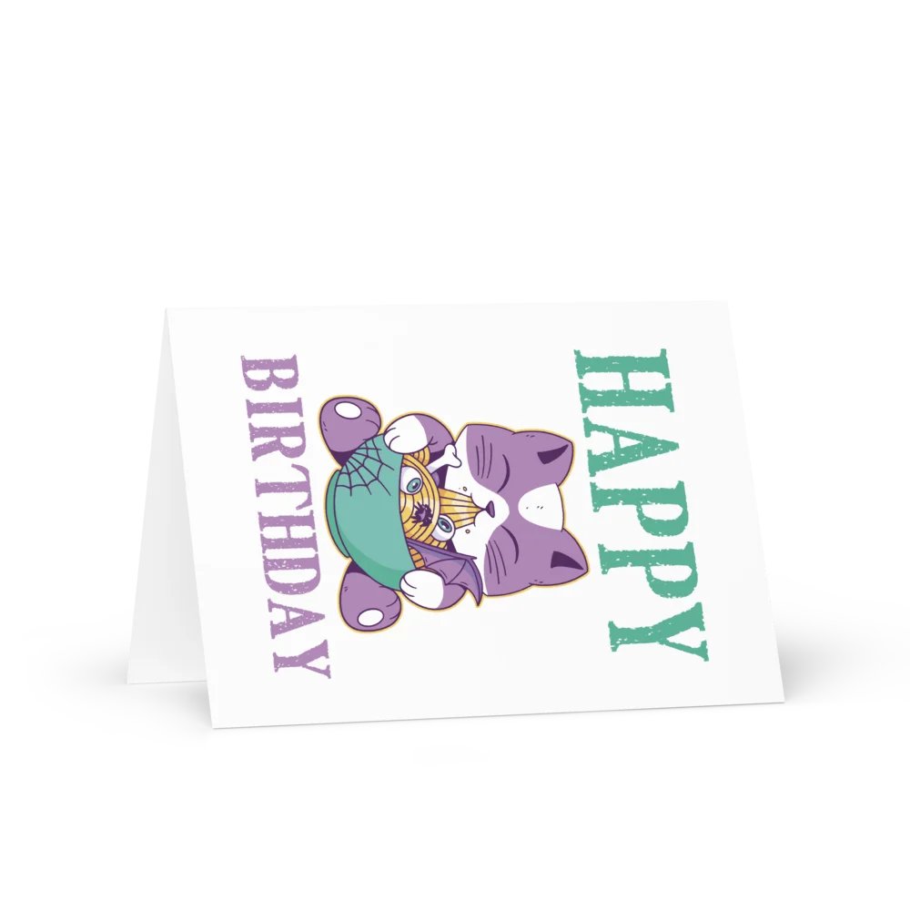 Happy Birthday (Spooky Cat Eating Noodles) Birthday Card 5" x 7" product image (1)