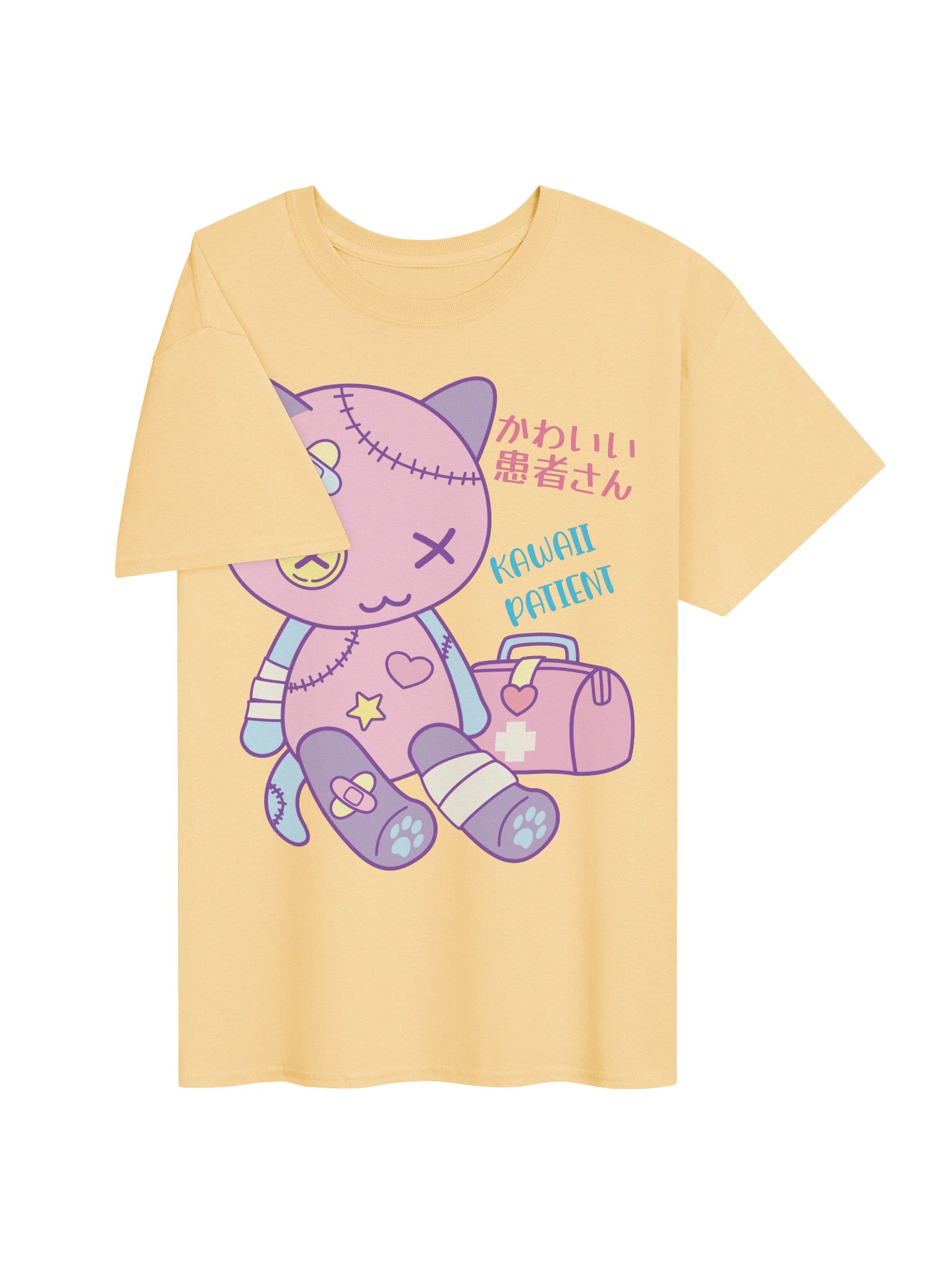 Kawaii Patient Toy Cat - Unisex Adult Heavyweight T-shirt product image (2)