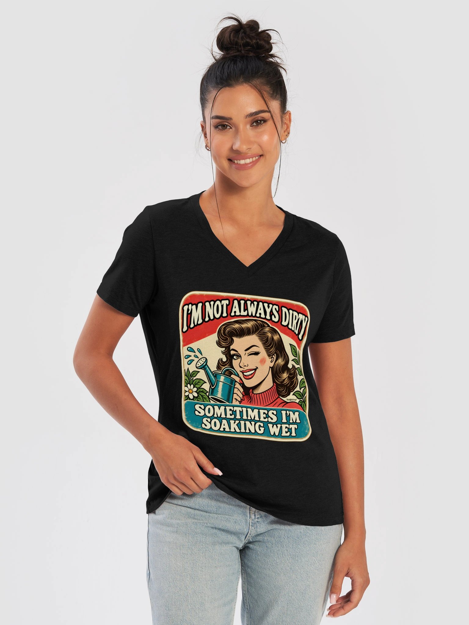 Not Always Dirty, Sometimes Soaking Wet Floral V-neck T-shirt product image (1)