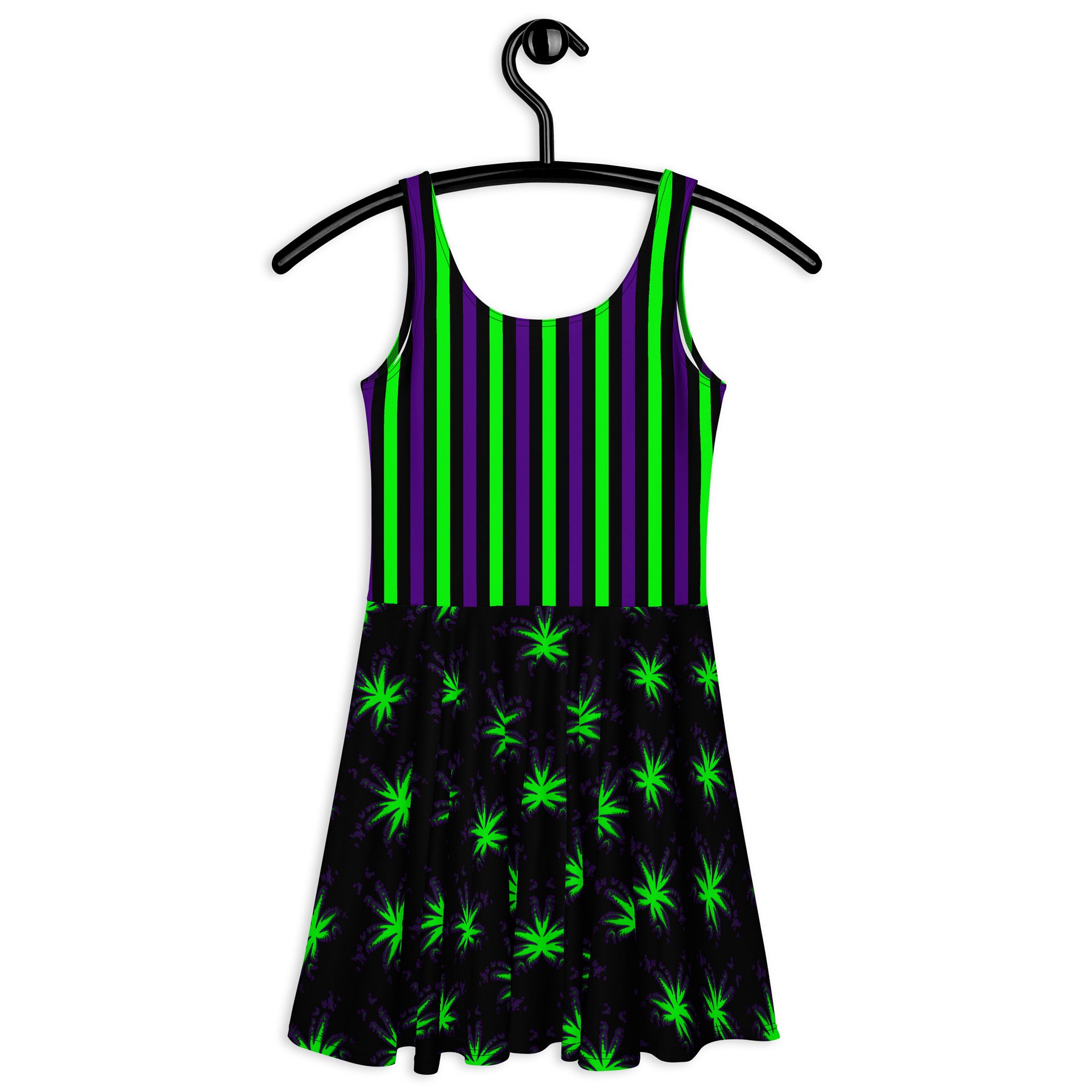 Cannabis Stoner Skater Dress, 420 Circus Stripes Silly Clothing, Raver Wear Weed Leaf Festival Fashion product image (5)