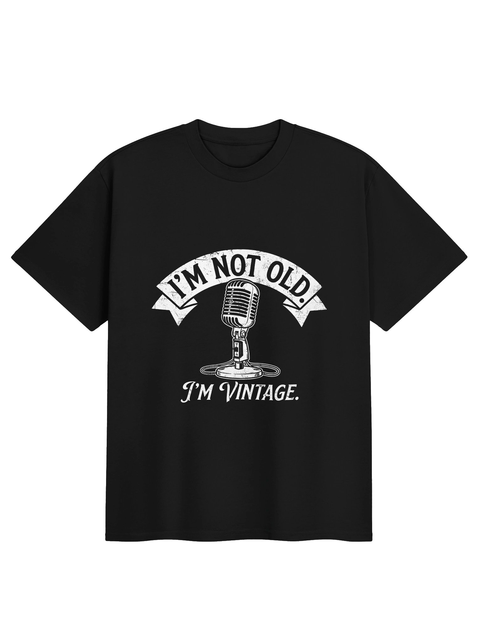 Funny Music Lover "I'm Not Old, I'm Vintage" Retro Microphone Graphic T-Shirt product image (1)