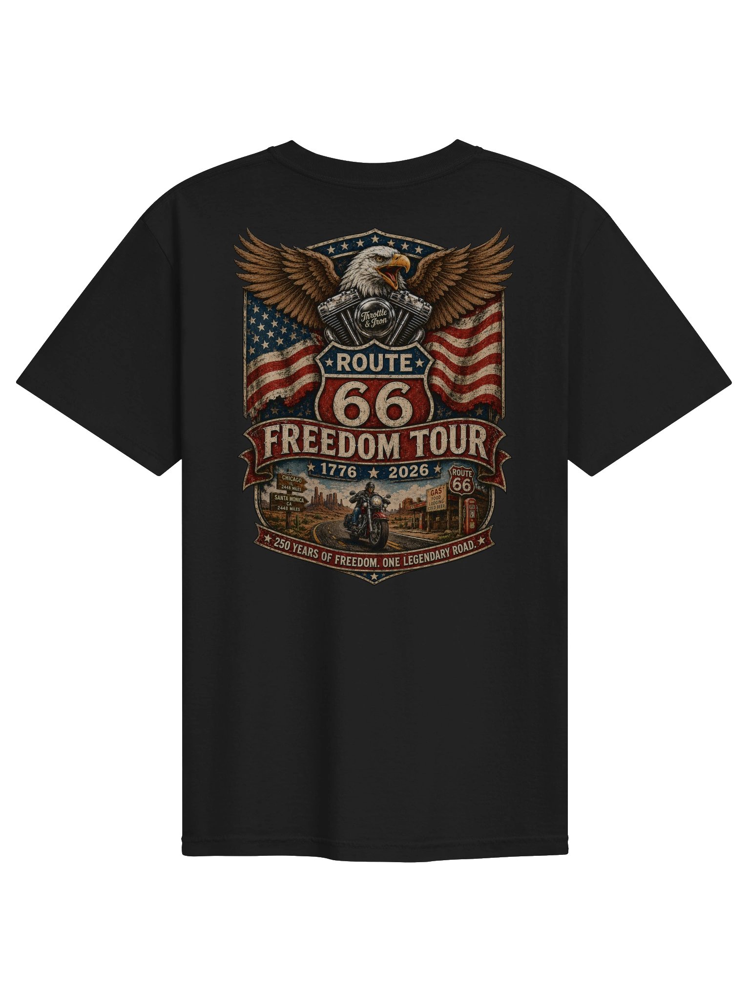 Throttle & Iron Route 66 Freedom Tour 2026 Heavyweight Tee (Pocket) product image (2)