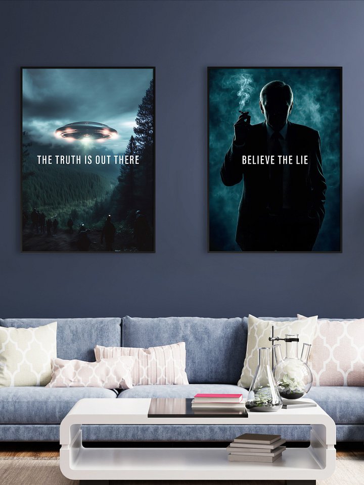The Truth is Out There/The X-Files poster, S01E01 tagline, 1993 — sci-fi poster, movie art, I want to believe poster, space print, aliens wall decor product image (2)