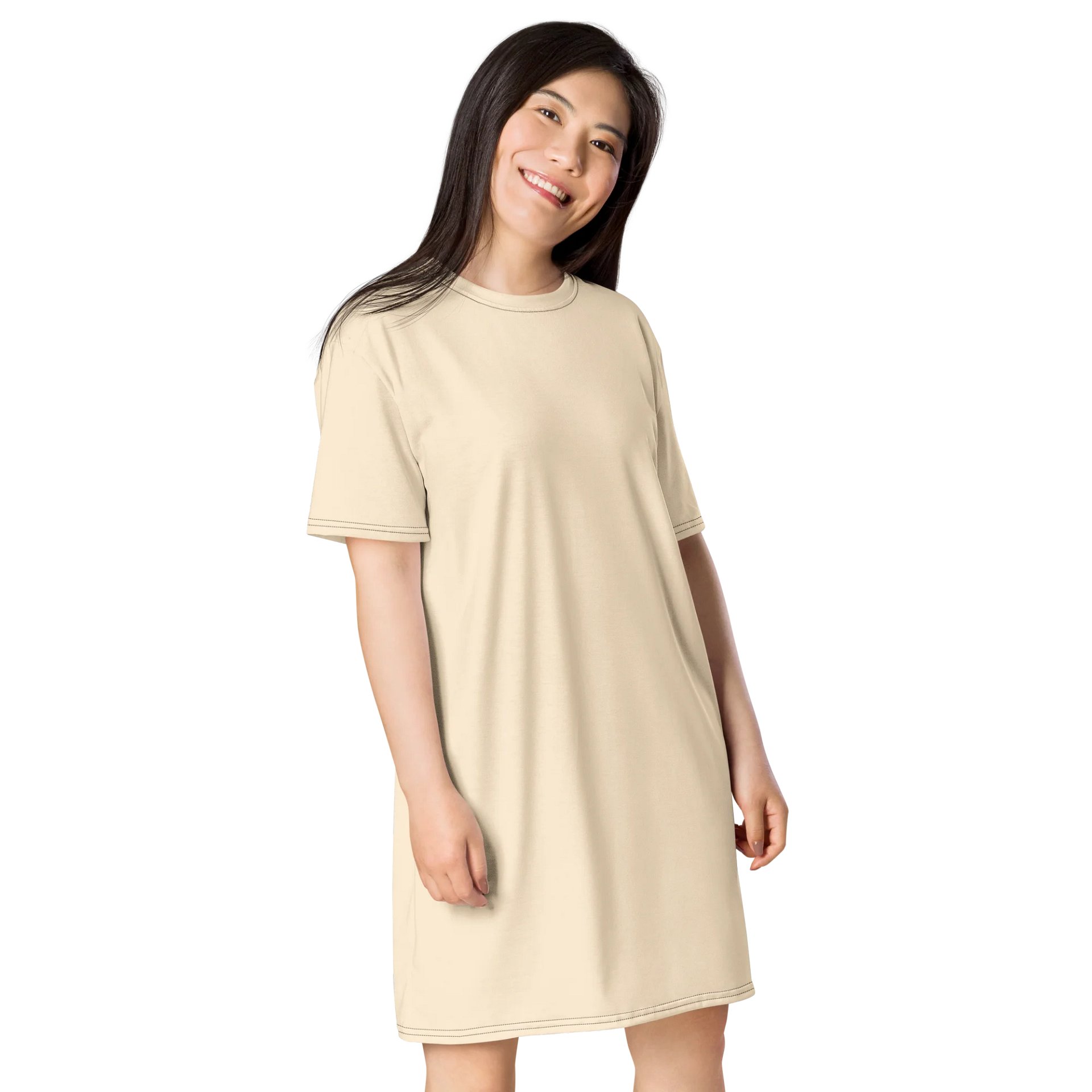 Papaya Whip Oversized T-Shirt Dress | Stretchy Fabric | Casual or Formal Style | Sizes 2XS-6XL | Exclusive Design product image (4)