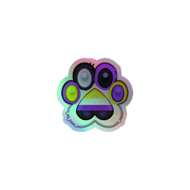Nonbinary Pride Paw Print Holographic Kiss Cut Sticker product image (1)