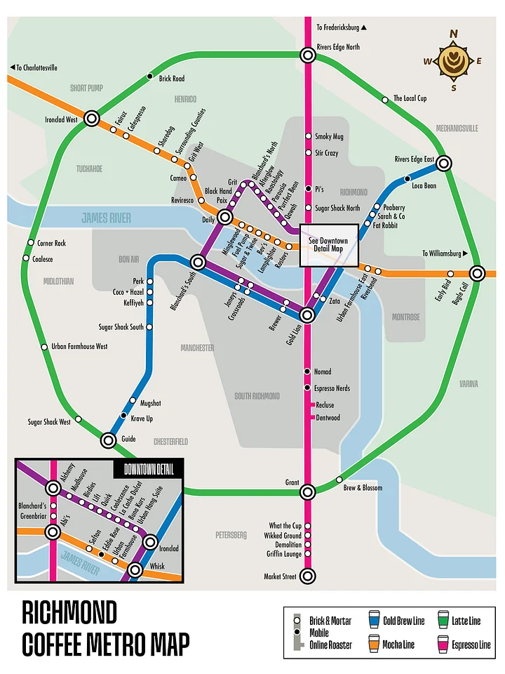RVA Coffee Metro Map - Instant Digital Download product image (1)
