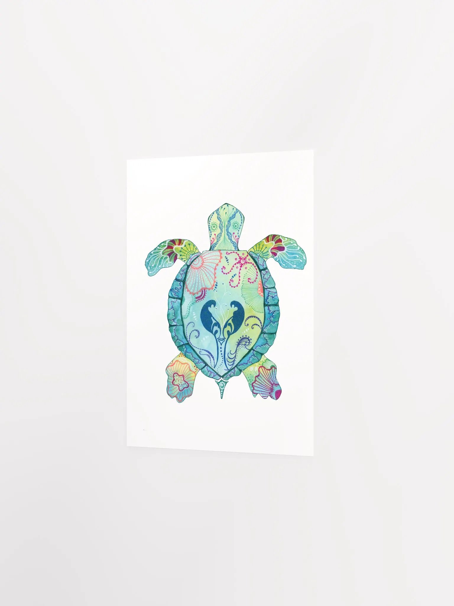 Sea Turtle with Charming Doodles Matte Poster product image (2)