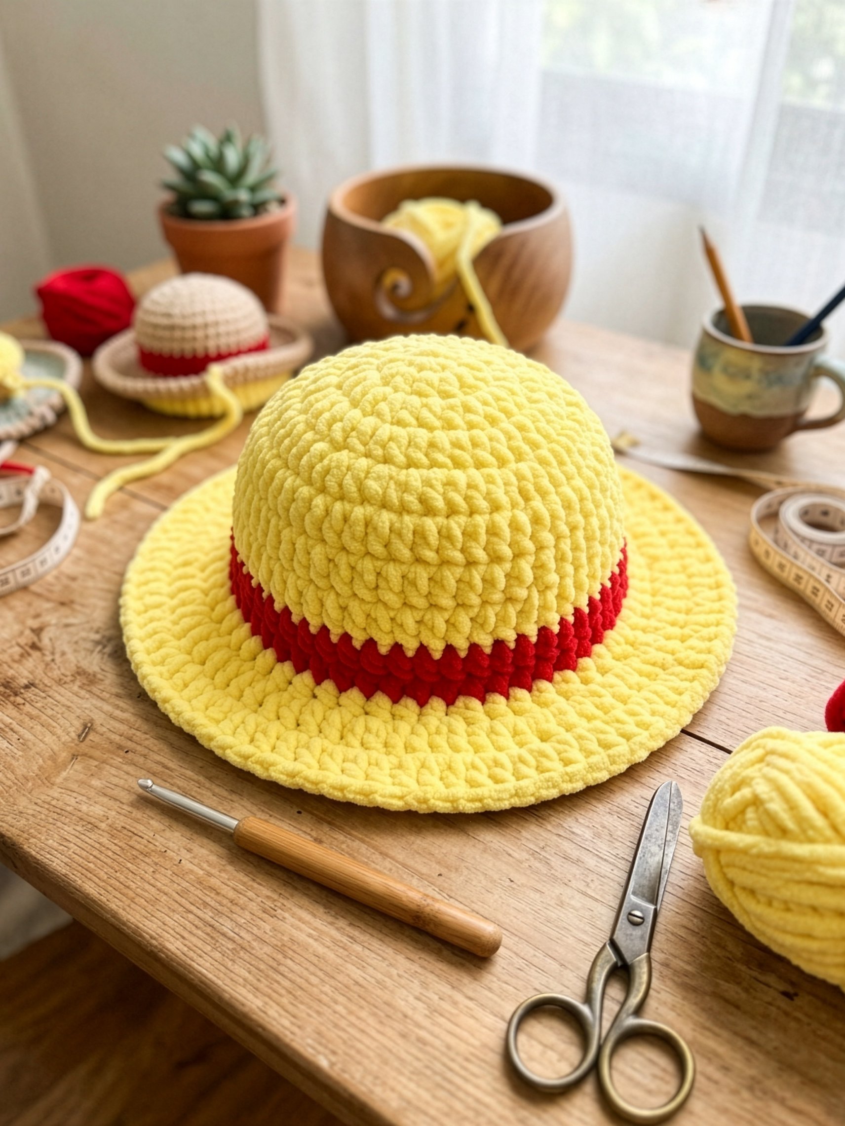 Handmade Crochet Straw Hat Pirate Captain Inspired product image (11)