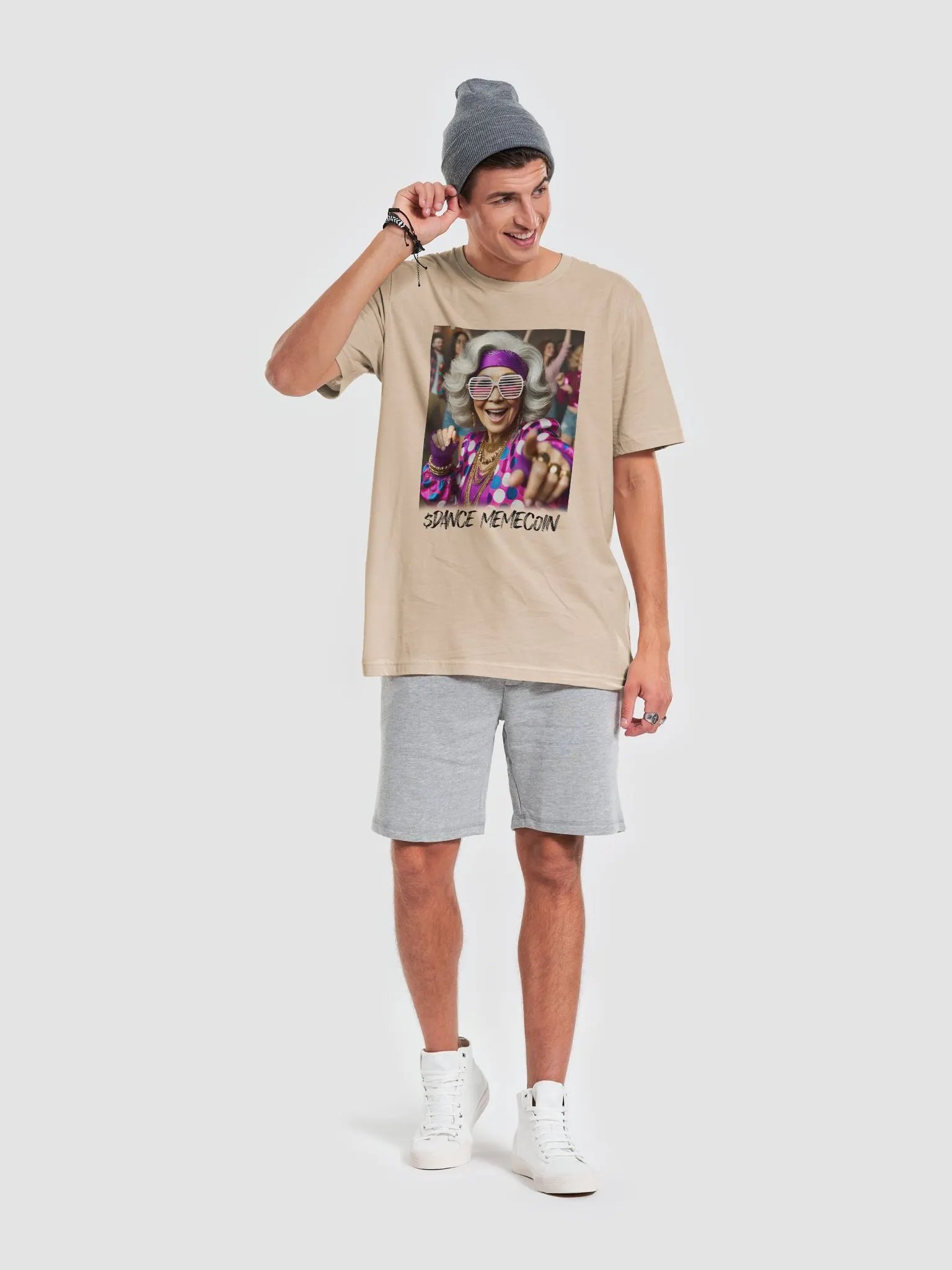 COOL GRANDMA - DANCE MEMECOIN - PREMIUM TEE - TAN product image (1)