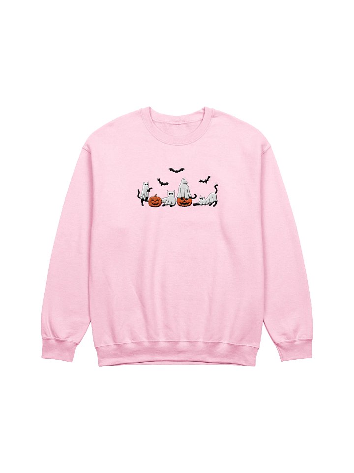 Embroidered Cat Ghost Sweatshirt, Cute Halloween Apparel, Cat Crewneck product image (4)
