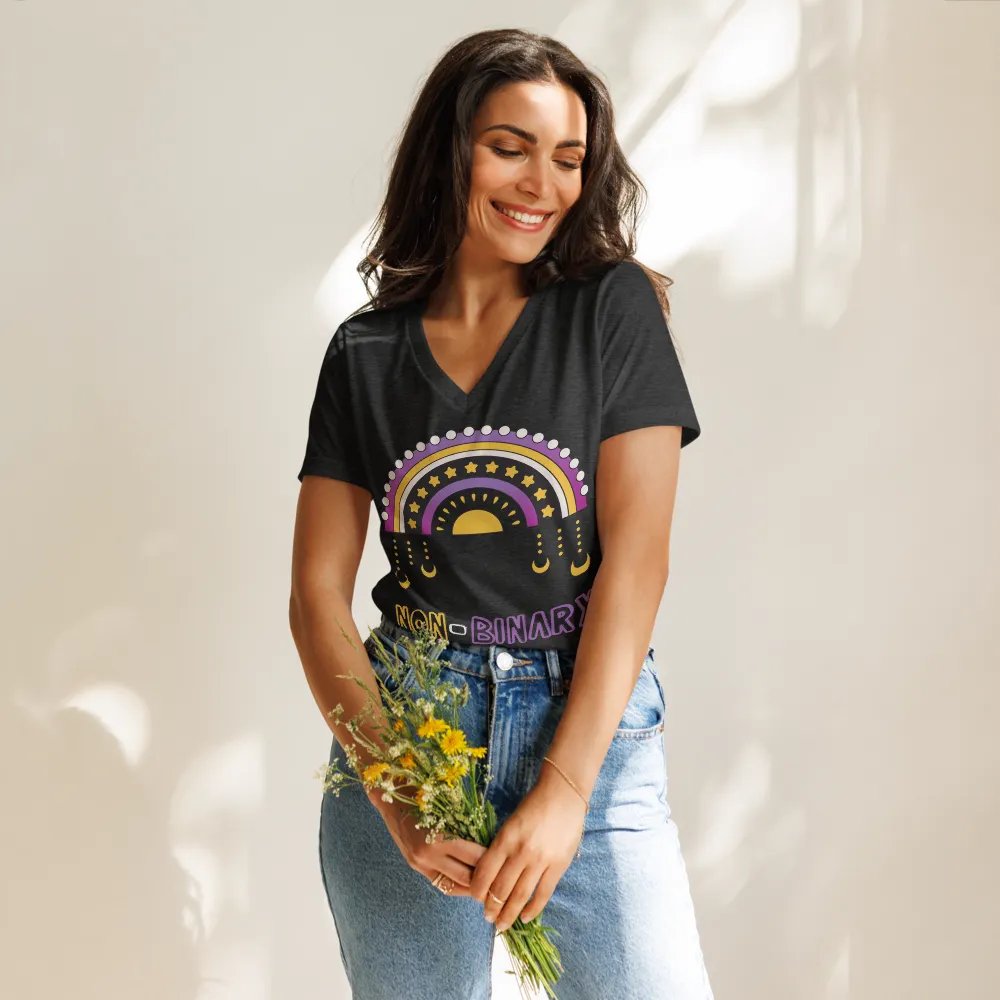 Non-Binary Rainbow V-Neck Tee product image (24)
