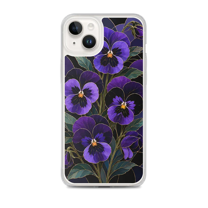 Midnight Black And Violet Velvet Pansy Mosaic Premium Soft Silicone iPhone Case - MagSafe Compatible product image (1)