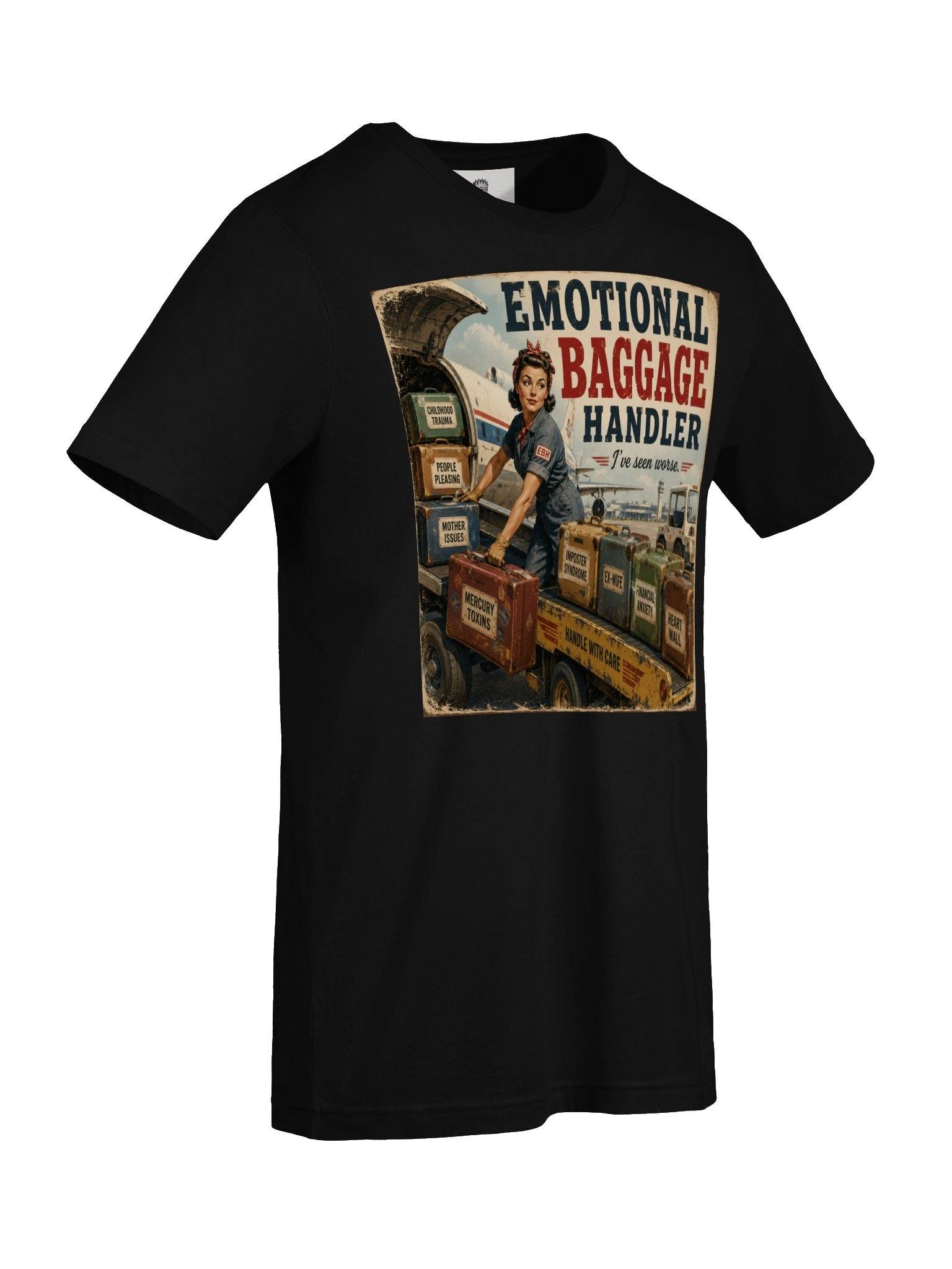 Emotional Baggage Handler – I've Seen Worse Vintage Retro T-Shirt product image (7)