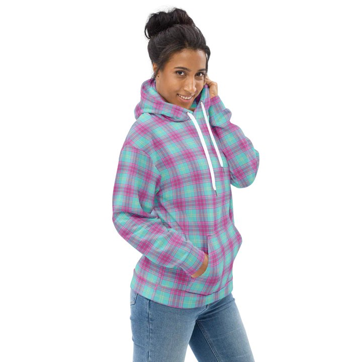 Hot Pink and Aqua Plaid Hoodie product image (1)