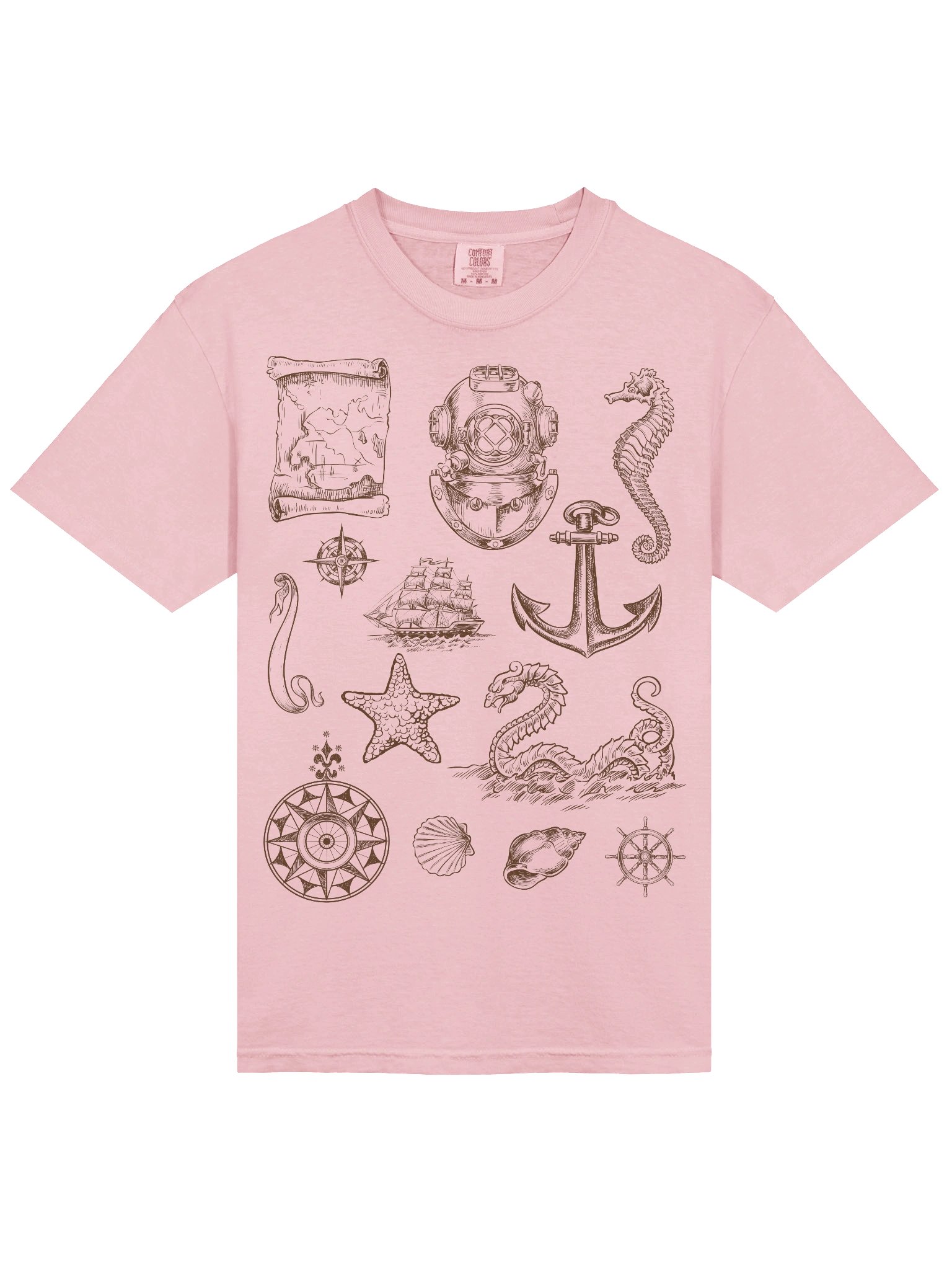 Dark Academia Nautical Shirt – Vintage Maritime Symbols Graphic Tee product image (35)