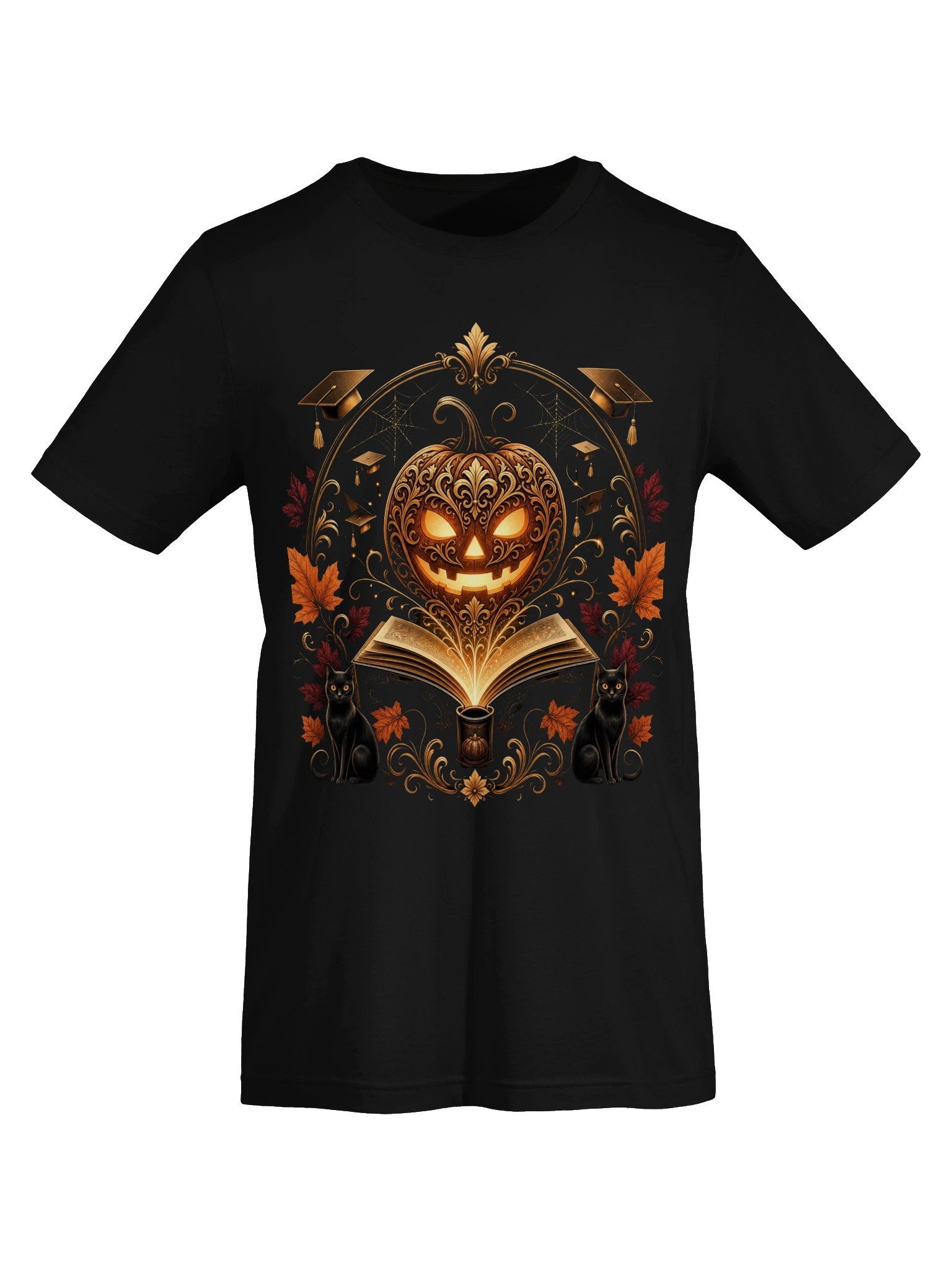 Ornate Halloween Book Design | Luxury Golden Pumpkin & Black Cats Gothic Academic Artwork product image (48)
