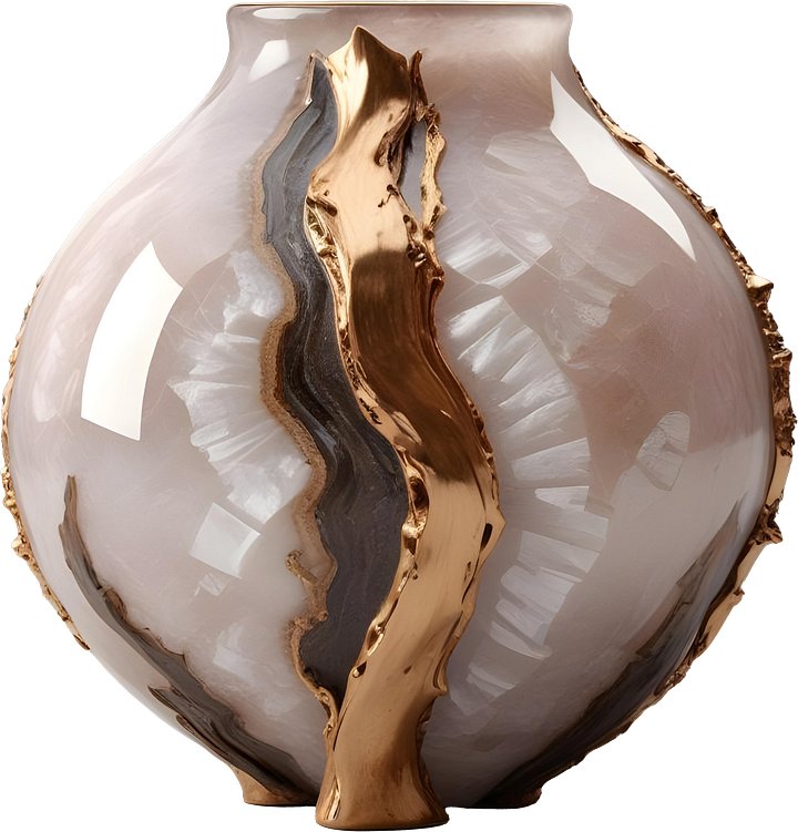 Golden Grace – Sculptural Vase PNG product image (1)
