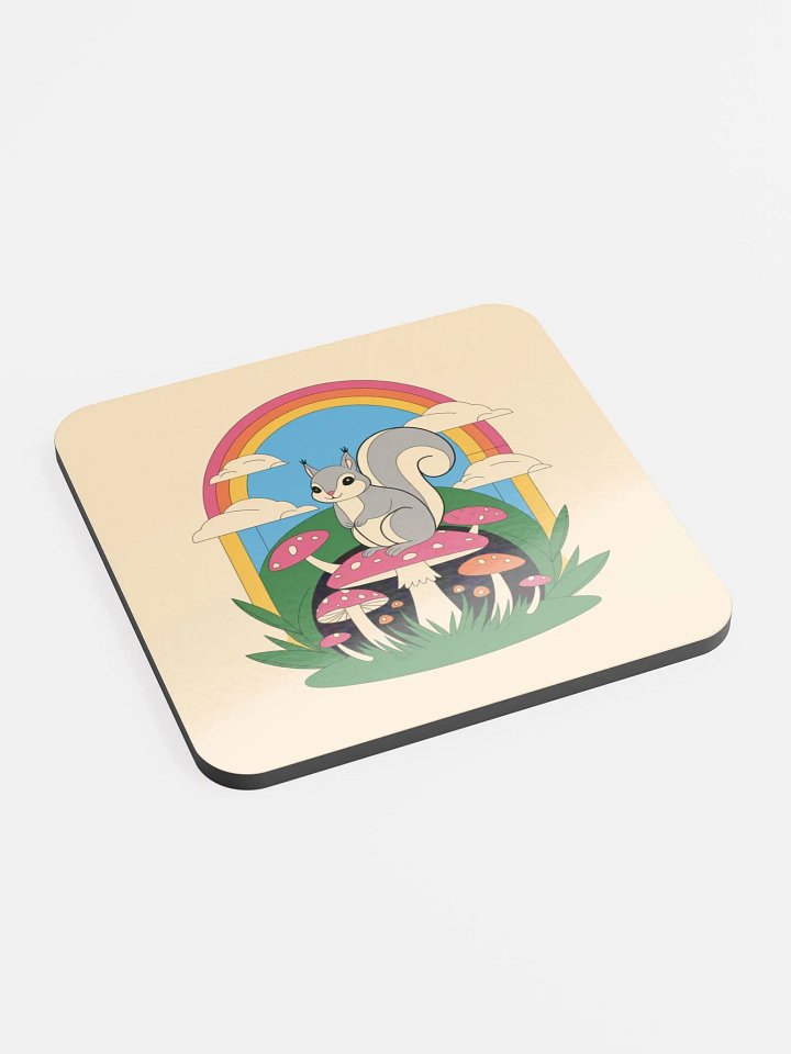 Durable HQ Coaster: 70s Pooky on a Mushroom. Pink product image (2)