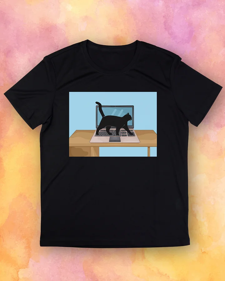 Black Cat Walking on Laptop - T-Shirt product image (1)