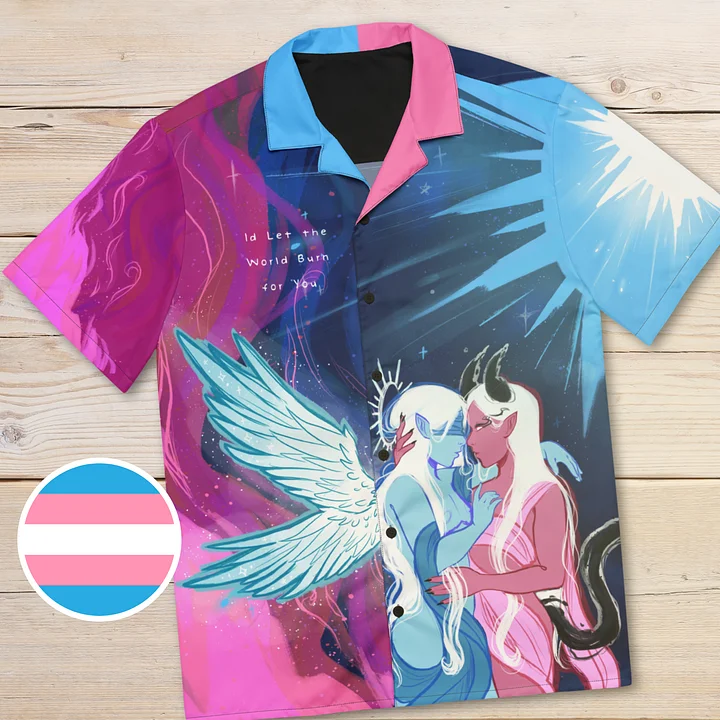 Transgender Subtle Pride Angel x Devil Button Up Shirt product image (1)