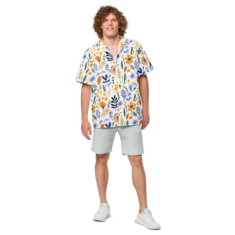 Retro Flowers Blue Hawaiian Shirt product image (4)