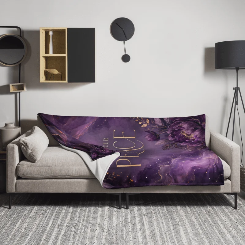 Protect Your Peace Purple Floral Throw Blanket product image (13)