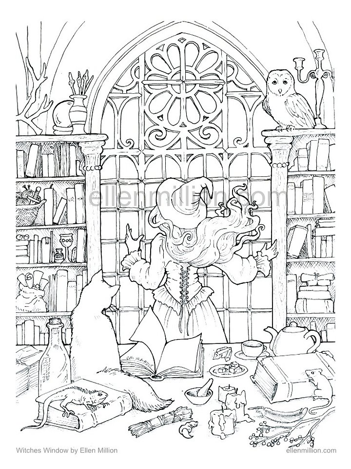 Witch's Window - Digital Coloring Page product image (1)