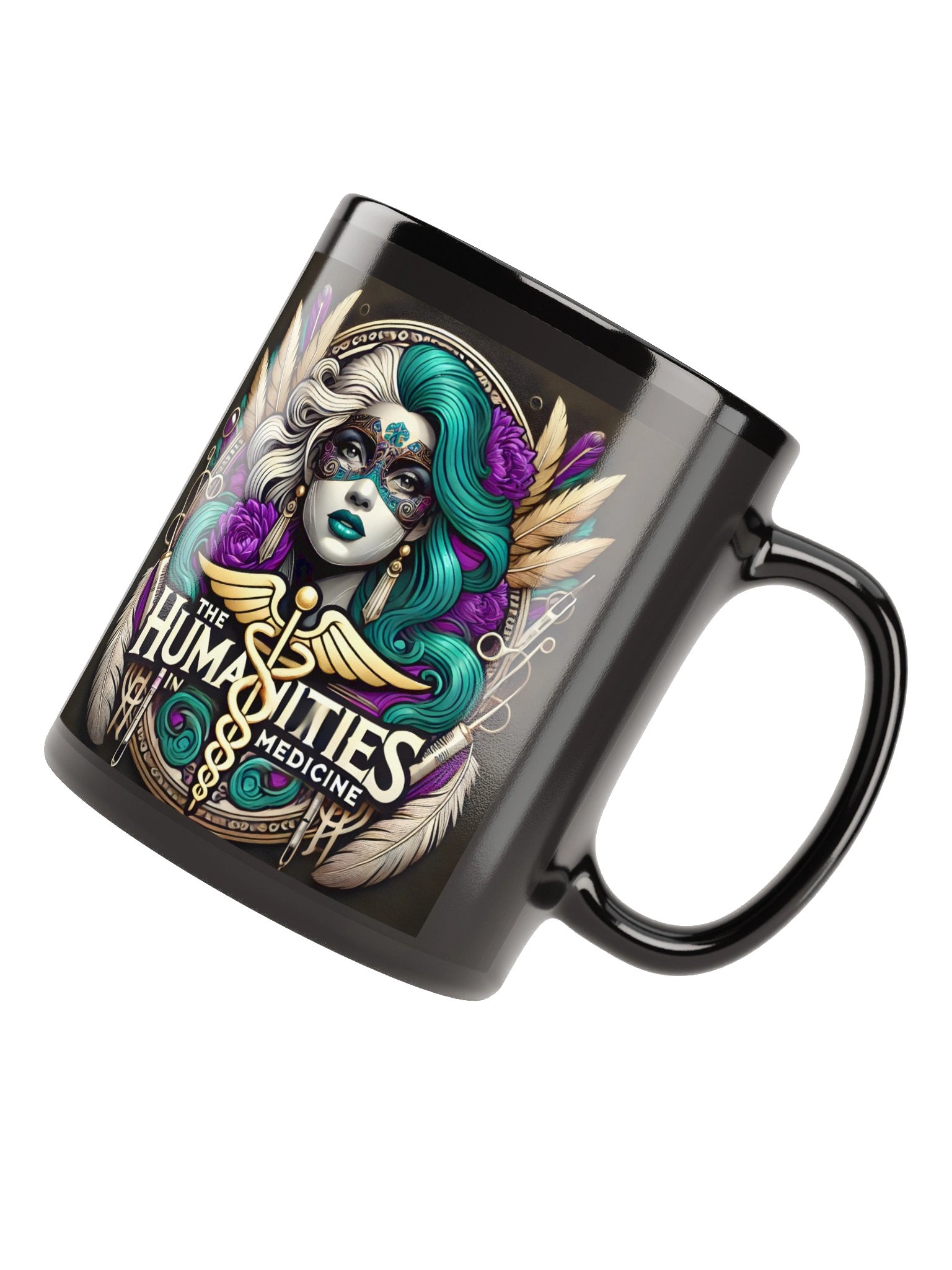Humanities In Medicine Masked Mardi Gras Muse Glossy Mug product image (7)